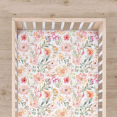 Crib Sheets for Girls - Watercolor Dalia (28x52)